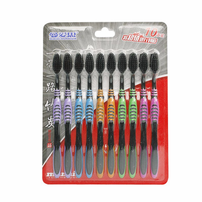 

Cntomlv 10Pcs Double Ultra Soft Toothbrush Bamboo Charcoal Nano Brush Tooth Brush Dental Personal Oral Care Teeth Brush Black Head