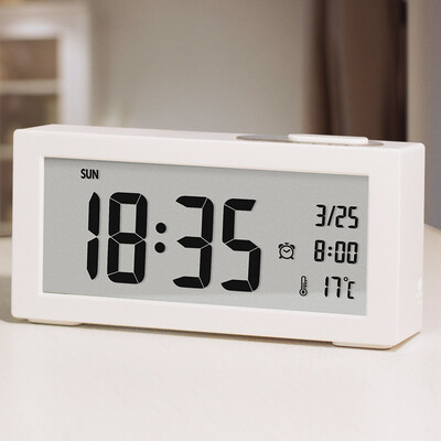 

Code Shi alarm clock creative childrens electronic student luminous intelligent temperature small alarm clock mute LED display bedside digital alarm clock Q168-1 white