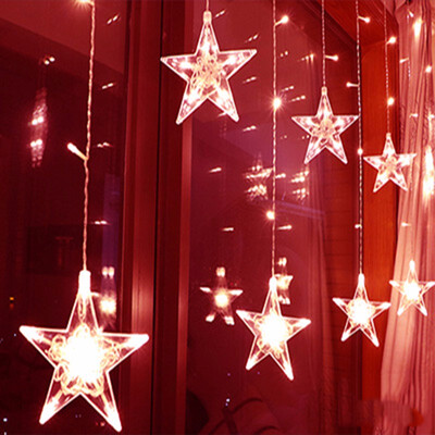 

110220V EUUS Led Christmas Star Curtain Lights Indoor Wedding Fairy Lights For Holiday Wedding Party New Year Decoration