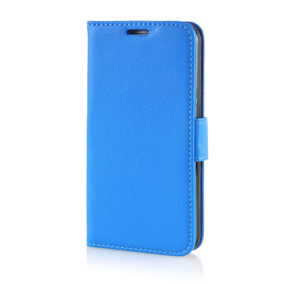 

MOONCASE Litch Skin Leather Side Flip Wallet Card Slot Pouch Stand Case Cover for Samsung Galaxy S6 Blue