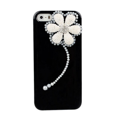 

PC Protective White Flower Black Cover Hard Case Cover Skins For iPhone 5/5S