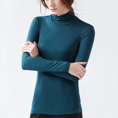 

Canvaus New Women Solid High Collar Modal Long Sleeve T Shirt Undershirt Tops