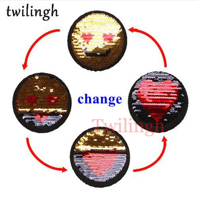 

twilingh Patches 1pc Reversible Change Sequins Patches Fruit Pineapple DIY Sew On Patches For Clothes Applique Decoration