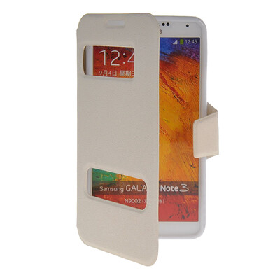 

MOONCASE View Window Leather Side Flip Pouch Stand Shell Back ЧЕХОЛ ДЛЯ Samsung Galaxy Note 3 N9000 White