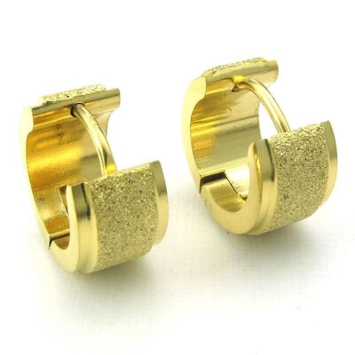 

Hpolw Mens Stainless Steel Stud Huggie Hoop Earrings Set, Gold