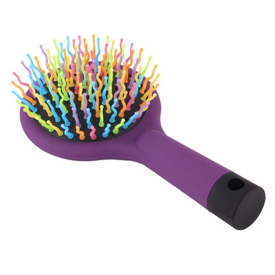 

Rainbow Volume Anti-static Hair Curl Straight Massage Comb Brush Mirror purple