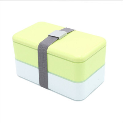 

UpperX Double Layer Lunch Box Food Storage Container Microwave Oven Bento Boxes Dinnerware Lunchbox-green