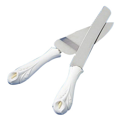 

UpperX 1 set of silver resin stainless steel calla lily wedding cake knife shovel 1 cake knife a cake shovel