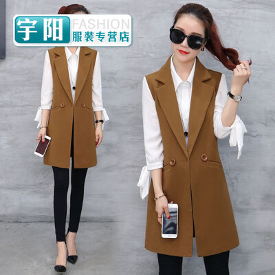 

Suit vest female long section 2017 spring&autumn stripes Slim sleeveless spring gas professional suit vest