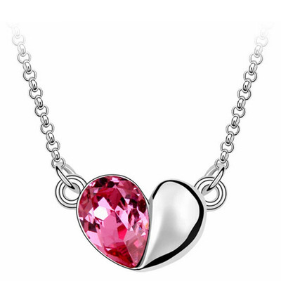 

100 Original Crystals From Swa Elements Heart Pendant Necklace For Women Party Jewelry Infinity Chain Collier Mothers Day Gift 1
