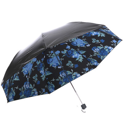 

[Jingdong supermarket] Paradise umbrella (UPF50 +) full shade black rubber three fold pencil umbrella black umbrella sun umbrella sunny umbrella 31808E rose red