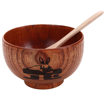 

Jade Wooden Bowl Zodiac (tiger) engraved bowl of rice bowl of children adult creative bowl Japanese bowl to send wooden spoon JC-W1889