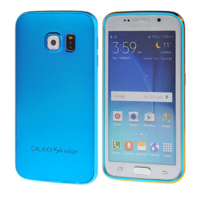 

MOONCASE Bumper Frame + Hard Rubberized Rubber Coating Devise Back Case Cover for Samsung Galaxy S6 Edge Blue