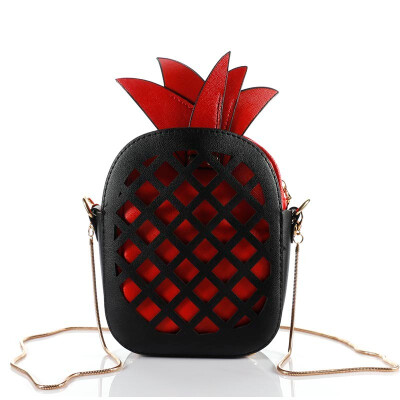 

SMOOZA 2018 Leather Cute Handbag For Women Lovely Pineapple Girl Messenger Bag With Chain Hollow Out PU Women Bag Mini Purse