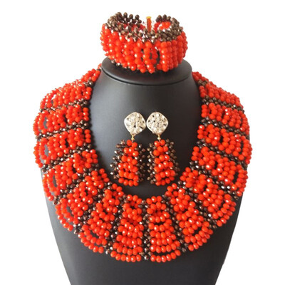 

Fashion Hand Made Red Coral Wedding Bridal Jewelry African Jewelry Sets For Women Nigerian Bridal African Beads Jewelry Set