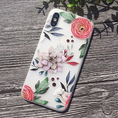 

3D Relief Flower Case For iPhone 6 8 7 Plus X Cases Soft Silicon Cover