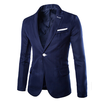 

Zogaa Mens Suit Pure Color One Button New Simple Single-breasted