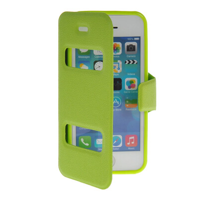 

MOONCASE View Window Leather Side Flip Pouch Stand Shell Back ЧЕХОЛ ДЛЯ Apple iPhone 5C Green