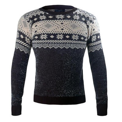 

Zogaa New Mens Sweaters National Pattern Round Collar