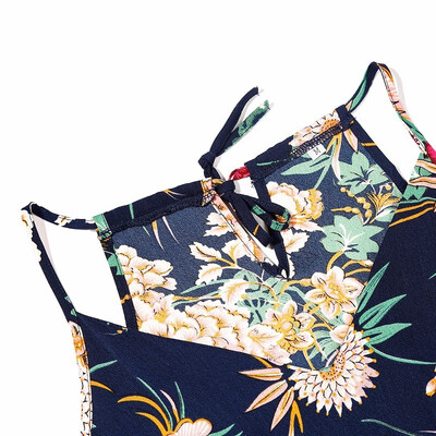 

Women Sleeveless V Neck Boho Floral Adjustable Spaghetti Strap Printed Maxi Dress Sundress