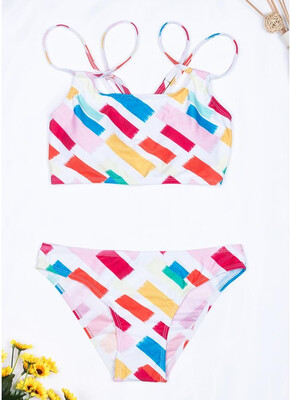 

2018 Women Print Bikini Set Spaghetti Strap Push Up Padded Swimsuit Swimwear Bathing Suit