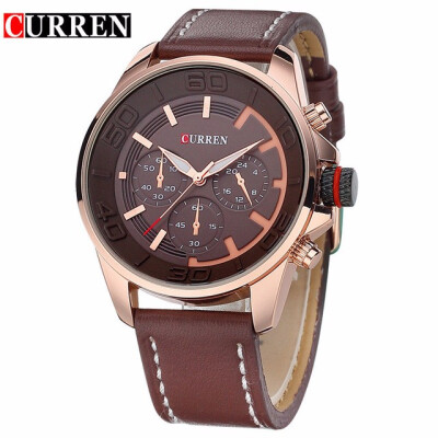 

Curren new fashion brand design business men clock casual leather luxury wrist quartz army sport watch 8187