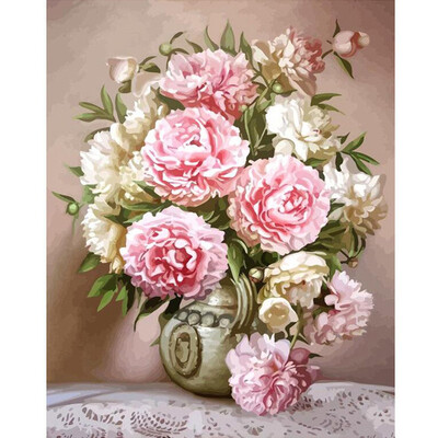 

Frameless Diy Oil Painting Paint by Numbers Kit with Brushes&Acrylic Paints for Adults - Beautiful Flowers