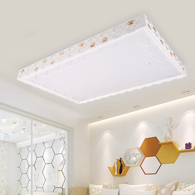 

【Jingdong Supermarket】 Op lighting LED ceiling lamp large living room lights Atmospheric crystal lamp Rectangular three sections of light 108W white light