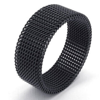 

Hpolw Flexible Stainless Steel Screen Mens Womens beautiful design RingWoven Mesh BandWidth 8mm