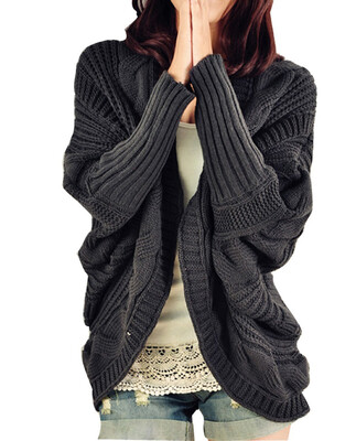

Women cardigan thick cape batwing sleeve knit loose casual wraps sweater tops
