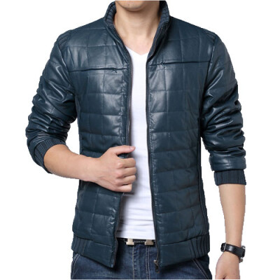 

Zogaa New Winter Men's Cotton-padded Jacket Thick Leather Splice