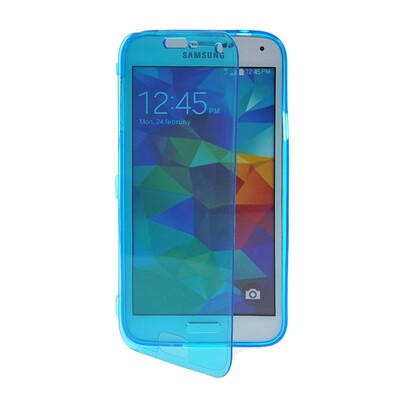 

MOONCASE Flip Wallet Soft Gel TPU Silicone Back Shell ЧЕХОЛ ДЛЯ Samsung Galaxy S5 I9600 Blue