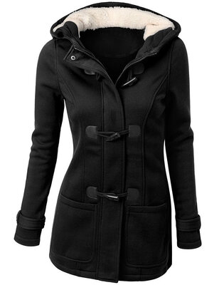 

Winter Jacket Women Hooded Winter Coat Fashion Autumn Women Parka Horn Button Coats Abrigos Y Chaquetas Mujer Invierno 2015