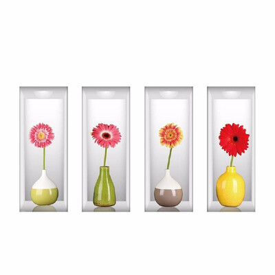 

Set of 4 Art Magic 3D Colored Vases Murals Removable Wall Sticker DIY Decals for Living Room Bedroom Sofa Home Decor