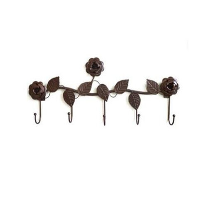 

European-style iron rose design decorative wall hoook wall-mounted coat hanger storage rack key holder organizer