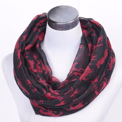 

Guttavalli Women Fashion Horses Ring Shawl Autumn Winter Viscose Animals Printing Infinity Scarf Vintage Chevron Loop Soft Wraps