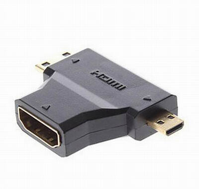 

Huayuan 3 in 1 Mini Micro HDMI Male to HDMI Female V14 90 Degree Angle Adapter Connector