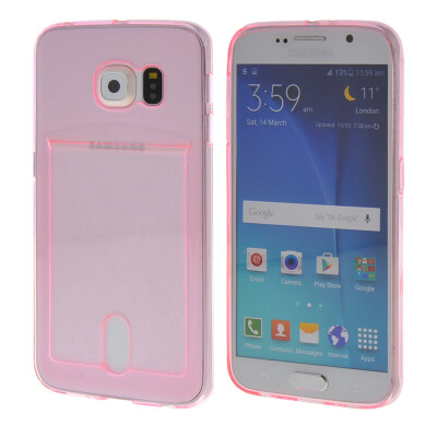 

MOONCASE чехол для Samsung Galaxy S6 Flexible Soft Gel TPU Silicone Skin Slim Durable With Card Slot Cover Pink