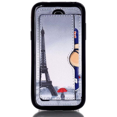 

мити S4 мини - анти - Skid мягкой пу + тпу кожи для Samsung Galaxy S4 мини - i9190 мобильного телефона защитные кожаный чехол карты стоят