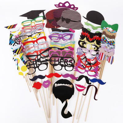 

58/76pcs DIY Party Masks Photo Booth Props Mustache On A Stick Wedding Party Favor