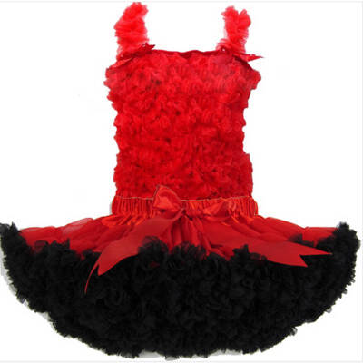 

Buebos Ninos Hot sale Children Red With Black Patchwork Chiffon tutu Dress, Girl's Party dance dress Free shipping