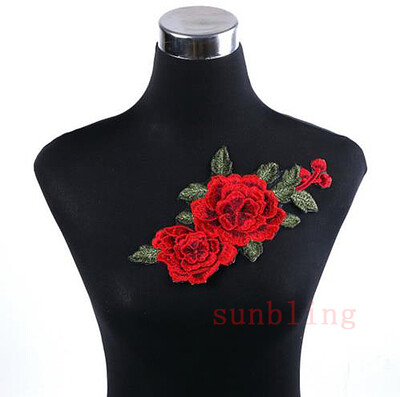

1pcslot Brand Patches Flowers Embroidered Patch Iron On Red Rose Fabric Repair Sew Badges Clothes Appliques DIY Wedding Sticker