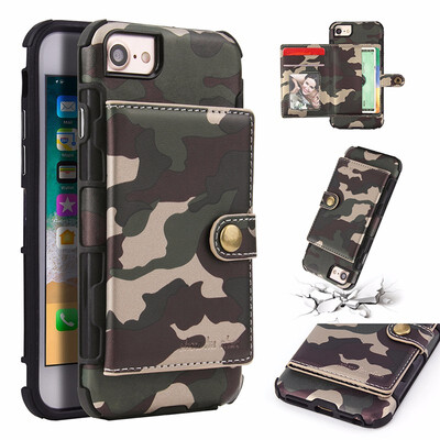 

SHS Phone Case For Iphone 66s78X Fashion Card slot Camouflage Multifunction Purse Protection