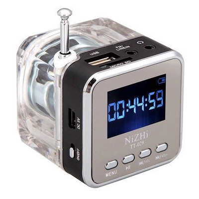 

Lighting Mini Digital USB Stereo Speaker Music Portable Radio Micro SDTF USB Disk Mp3 Fm Radio LCD Display Speaker Clock Radio