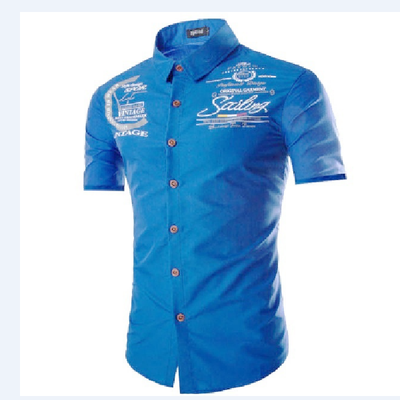 

New Shirt Mens MenS Fashion Color Printing Shirt Short-Sleeve Shirt Men Slim Men Shirt