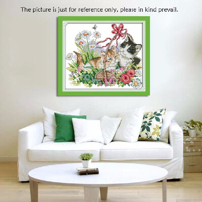 

DIY Handmade Needlework Cross Stitch Set Embroidery Kit Precise Printed Lovely Cats Pattern Cross Stitching 38 34cm Home Decorat