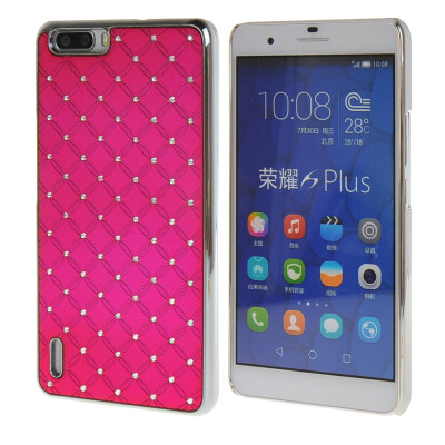 

MOONCASE Hard Luxury Chrome Rhinestone Bling Star Back Case Cover for Huawei Honor 6 Plus Hot pink