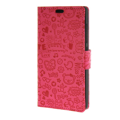 

MOONCASE Lovely pattern Leather Card Wallet Slot Bracket Back Case Cover for Nokia Lumia 540 N540 Hotpink