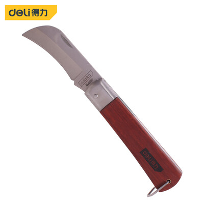 

Deli deli Log handle manganese steel curved edge electrician knife folding knife cable cutter wire cutting tool DL0060