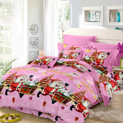 

Christmas Santa 4PCS 100 Polyester 3D Printed Set Queen King Size Comforter Bag Duvet Cover Set - Twin FullQueen & King